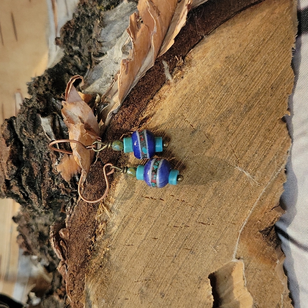 Inlaid Prayer Bead Earrings